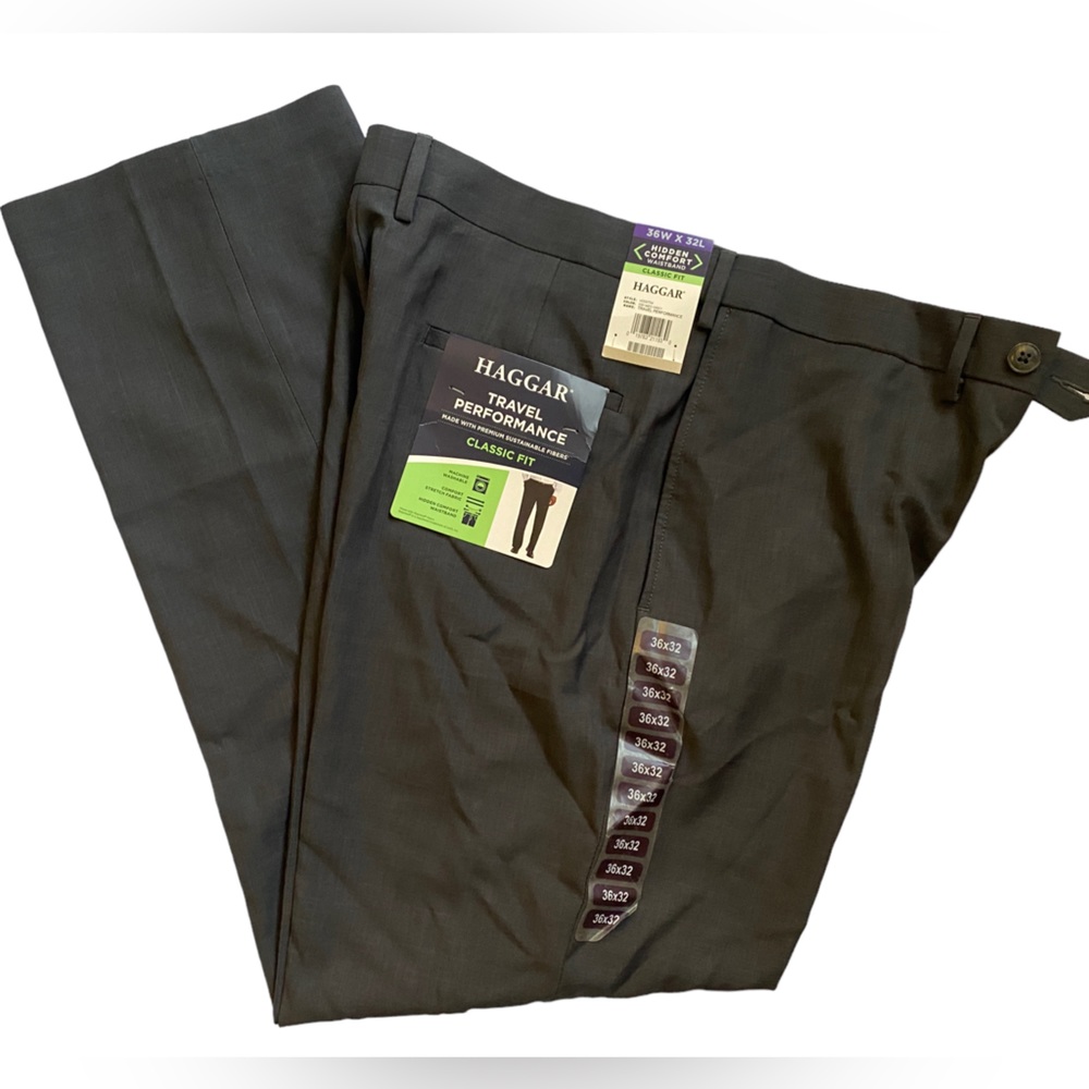 Haggar Travel Performance Classic Fit Hidden Comfort Waistband Size 36W x 32L